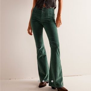 Free People We the Free Jayde Cord Flare Jeans - Pine green